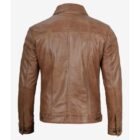 Men's camel brown trucker jacket with a timeless and rugged design.
