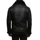 Classic black aviator bomber jacket for men with shearling lining for extra warmth and comfort.