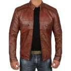 Diamond quilted distressed leather jacket for men with vintage appeal and modern style.