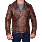 Rugged, durable, and stylish—this distressed leather jacket is a must-have. #LeatherFashion