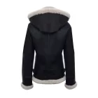 Close-up of the detailing on the women’s aviator flying pilot leather jacket