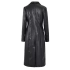 Perfectly tailored women’s black leather coat for a sleek look