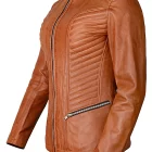 Effortless style with this women’s casual brown leather biker jacket