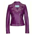 ladies purple studded biker jacket