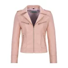 women pink biker leather jacket
