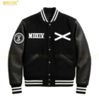 The Weeknd XO Leather Varsity Jacket – Front View, Genuine Leather, Unisex Fit