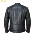 Back view of men’s distressed cafe racer motorcycle leather jacket