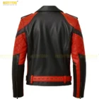 Close-up shot detailing the heavy-duty asymmetrical zipper, the snap-button stand collar, and the soft texture of the genuine sheepskin leather. Focus on the quality hardware of this red and black winter coat.