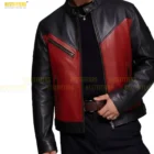 Leather Jacket with Removable Quilted Winter Liner. Close-up internal view of the high-quality men's leather jacket showing the black quilted thermal liner fully zipped in, illustrating its function as a warm winter coat.