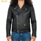 Men’s asymmetrical biker leather jacket made from genuine lambskin